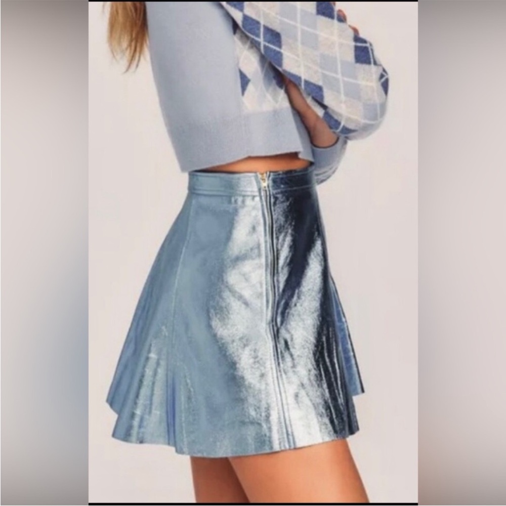 LoveShackFancy Dornie Metallic leather skirt
